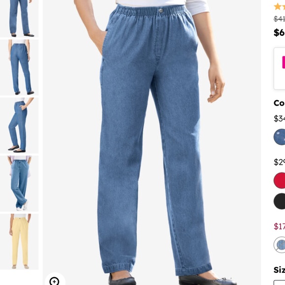 2 pairs NWT brand new, in the bag elastic waist, pull-on “7 Day” jeans, sz 14w - Picture 2 of 7